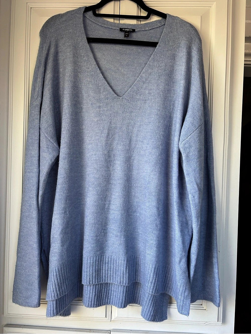 Express Light Blue Oversized V-Neck Sweater Size XL